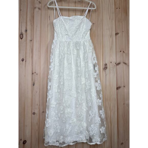 NWT Lulus Delightful Charisma White Embroidered Sequin Mesh Midi Dress Glam Sz S - Picture 2 of 9